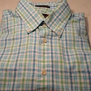 F.A. MacCluer (L) multi colored broadcloth shirt